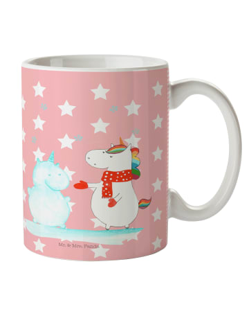 Mr. & Mrs. Panda Trinklernbecher Einhorn Schneemann ohne Spruch in Rot Pastell