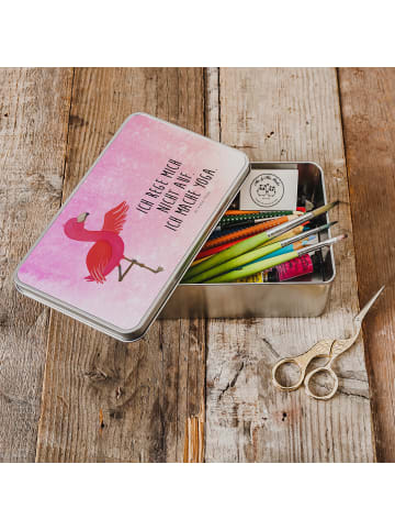 Mr. & Mrs. Panda Blechdose Flamingo Yoga mit Spruch in Aquarell Pink
