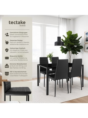 tectake Essgruppe aus Stahl, 5-teilig, bodenschonende Kunststoffkappen