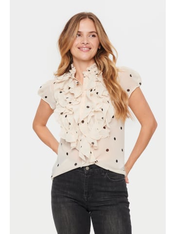 SAINT TROPEZ Top LiljaSZ Gerade Passform in Creme Circular Dot