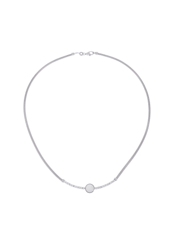 Luxxos Flechtcollier "Zirkonia und Perlmutt" in Silber