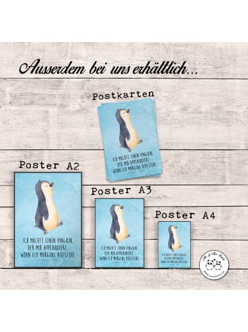 Mr. & Mrs. Panda Bild Pinguin mHerzieren mit Spruch in Eisblau