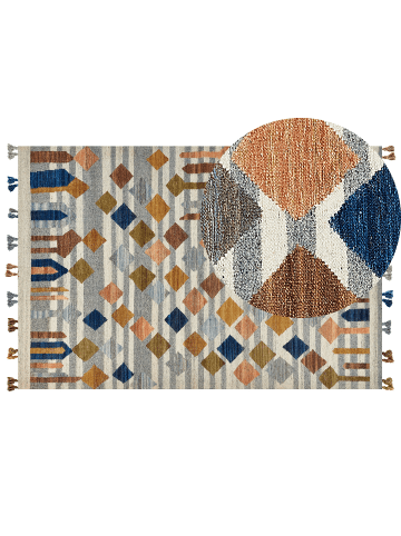 Beliani Kelim KASAKH in Bunt/Blau/Grün - (W) 200 x (L) 300 cm