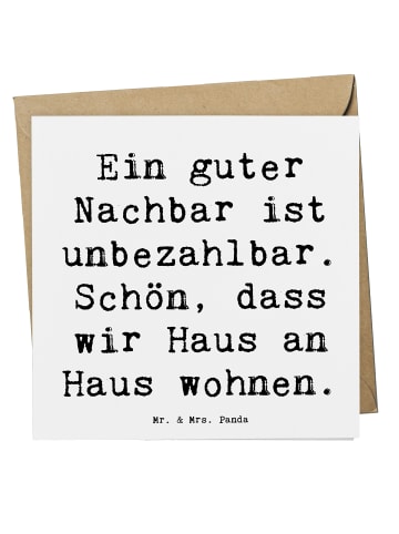 Mr. & Mrs. Panda Einladungskarte Spruch Guter Nachbar mit Spruch in Weiß