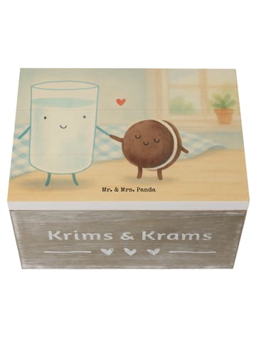 Mr. & Mrs. Panda Holzkiste Milch Keks Design ohne Spruch in Weiß