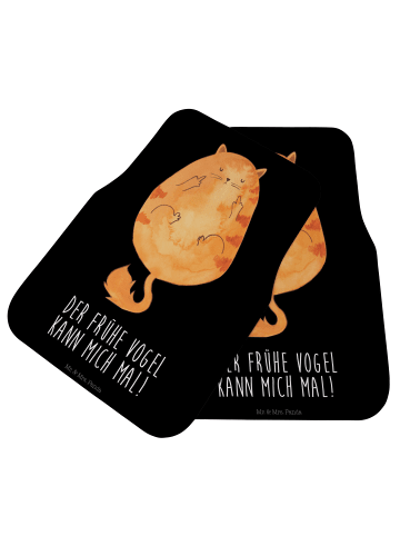 Mr. & Mrs. Panda Auto Fußmatte Katze Frühaufsteher mit Spruch in Schwarz