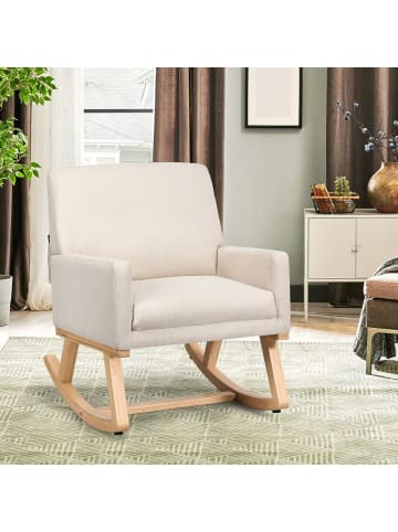 COSTWAY Schaukelstuhl mit Stoffbezug in Beige