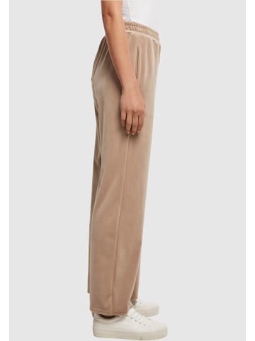 Urban Classics Urban Classics Damen Ladies High Waist Straight Velvet Sweatpants in softtaupe