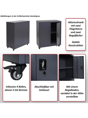 MCW Aktenschrank O50 mit Rollen, Hellgrau