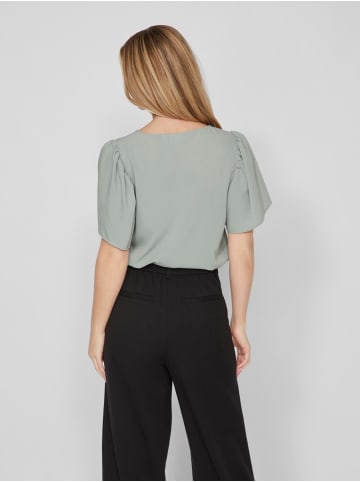 Vila Lockeres Shirt mit Volant Schultern Kurzarm Top V-Neck in Grün