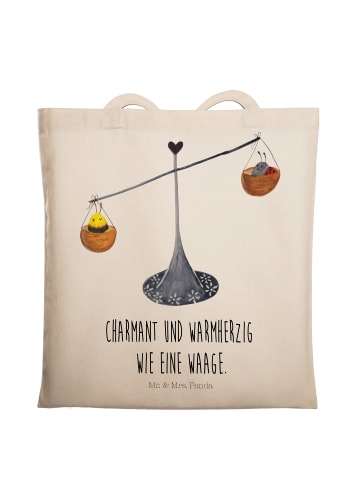Mr. & Mrs. Panda Tragetasche Sternzeichen Waage mit Spruch in Creme