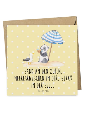 Mr. & Mrs. Panda Grußkarte Sommer Meer Glück mit Spruch in Gelb Pastell