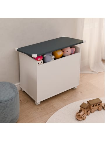 VCM  Holz Sitztruhe Sitzbank Truhe Kiste Bosula M in Weiß / Anthrazit