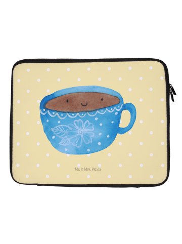 Mr. & Mrs. Panda Laptop Sleeve Kaffee Tasse ohne Spruch in Gelb Pastell