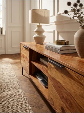 KADIMA DESIGN TV-Kommode für 60 Zoll Fernseher, Sheesham Massivholz, offene Fächer