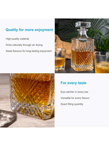 Intirilife Whiskey Karaffe - Decanter für Rum, Vodka, Scotch uvm. in 800ml in Klar