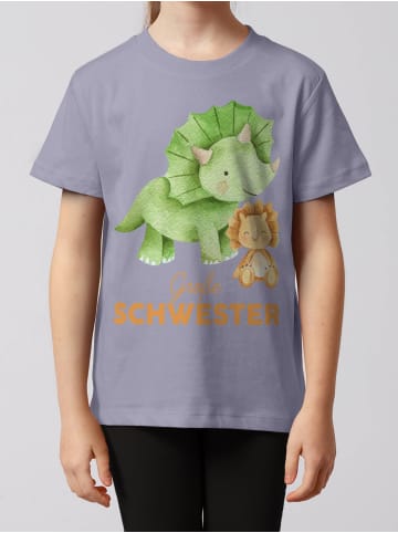 wat? Apparel T-Shirt Dinosaurier 07 Große Schwester in Lavender