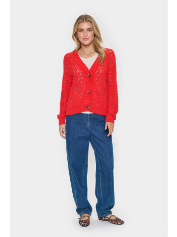 SAINT TROPEZ Strickjacke JunaSZ Lockere Passform in Flame Scarlet