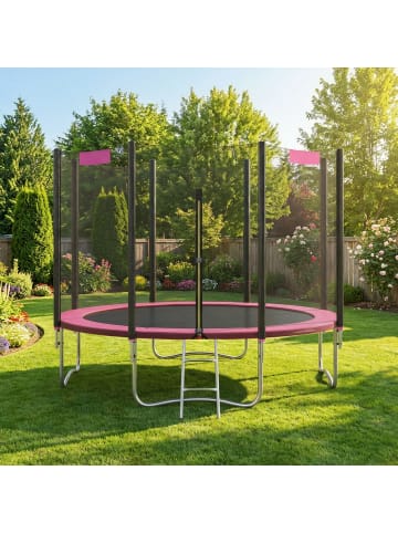 SONGMICS Gartentrampolin Saul in Rosa - (H)256 x Ø305 cm