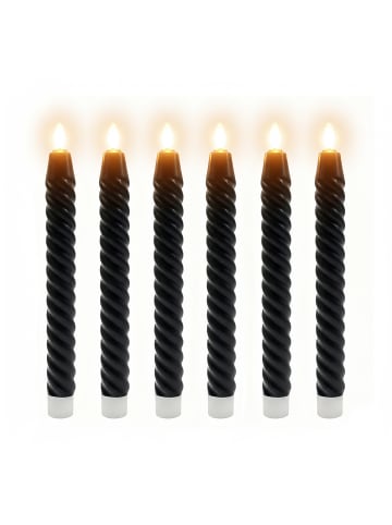 relaxdays 6 x LED Stabkerzen in Schwarz