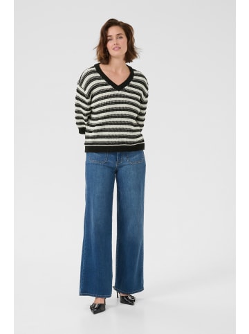 Kaffe Strickpullover KAstine in Turtledove/Black Stripe