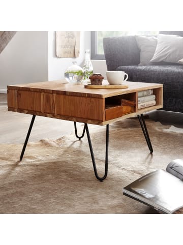 KADIMA DESIGN Couchtisch 60x60x40 cm Massivholz / Metall Design Sofatisch