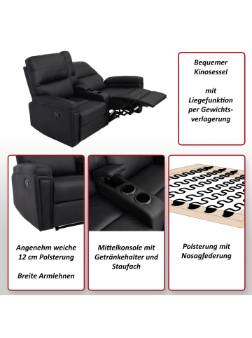 MCW 2er Kinosessel K17 mit Getränkehalter, Stoff/Textil dunkelgrau