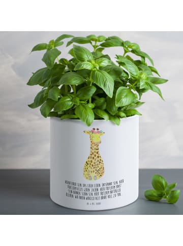 Mr. & Mrs. Panda XL Blumentopf Giraffe Blumenkranz mit Spruch in Weiß