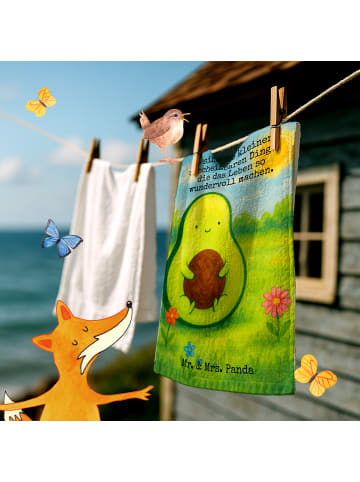 Mr. & Mrs. Panda Handtuch Avocado Kern Design mit Spruch in Weiß