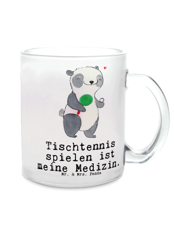 Mr. & Mrs. Panda Becher Panda Tischtennis mit Spruch in Transparent