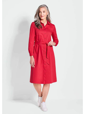 GOLDNER Kurzgröße:  Hemdblusenkleid mit Bindegürtel in rot