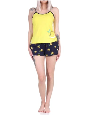 NORMANN ärmellose Schlafanzug Shorty Pyjama Zitronen - 72989 in gelb