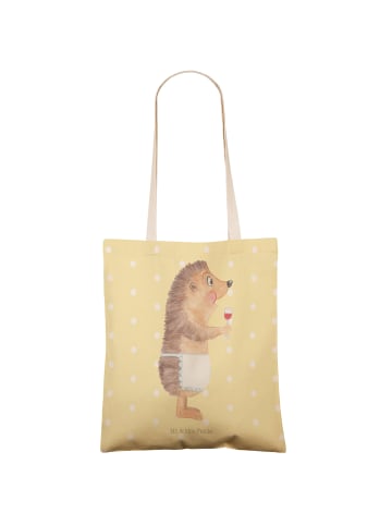 Mr. & Mrs. Panda Shopping Bag Igel Wein ohne Spruch in Gelb Pastell