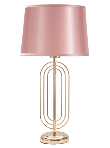 Mauro Ferretti Tischleuchte aus goldfarbenem Metall mit rosa Lampenschirm, Ø 28 x 55 cm