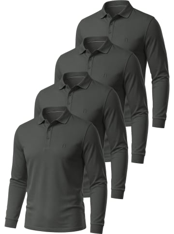normani 4er Set Herren Langarm Poloshirt Lyroe in Anthrazit