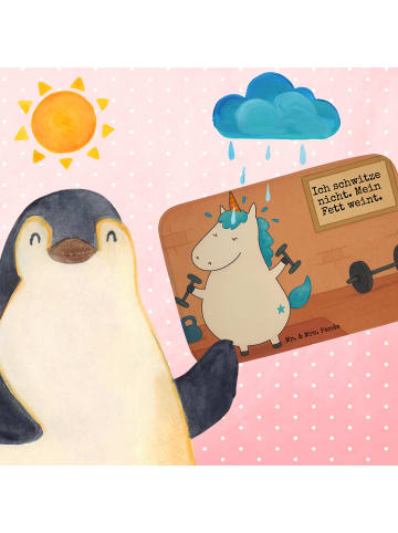 Mr. & Mrs. Panda duschmatten Einhorn Fitness Design mit Spruch in Weiß