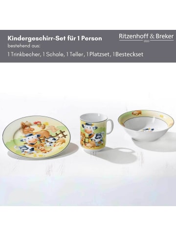 Ritzenhoff & Breker Kindergeschirr mit Platzset & Besteck Hoftiere in bunt