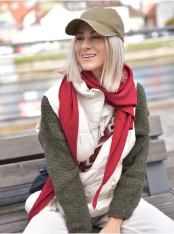 styleBREAKER Einfarbiger Musselin Dreiecksschal in Weinrot