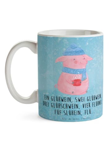 Mr. & Mrs. Panda Tasse mit Spruch Schweinchen Glühwein mit Spruch in Eisblau