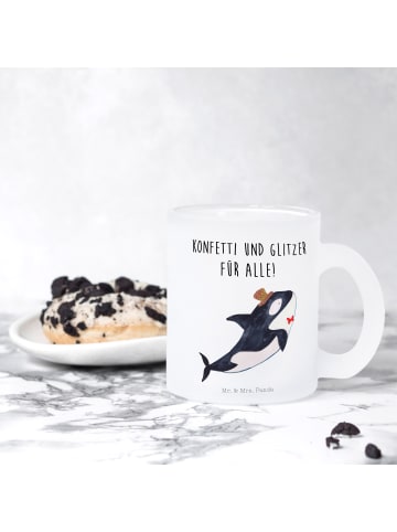 Mr. & Mrs. Panda Kaffeebecher Orca Zylinder mit Spruch in Transparent