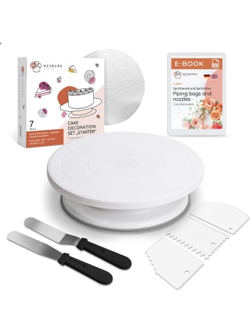 Wenburg Torten-Dekoratiosset mit Kuchenständer Starter Set Weiß
