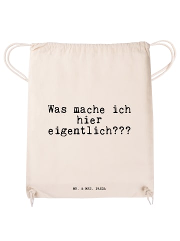 Mr. & Mrs. Panda Stoffbeutel Was mache ich hier... mit Spruch in Creme