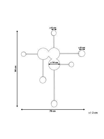 Beliani Wandleuchten MARIATO in Schwarz - (W) 78 x (H) 90 x (L) 10 cm