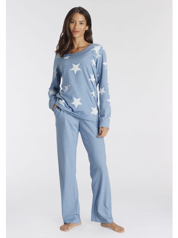 VIVANCE DREAMS Pyjama in hellblau-marine-Sterne