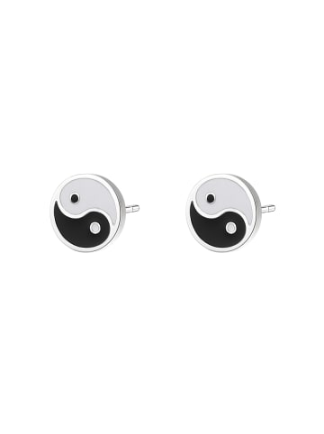 Hey Happiness Ohrstecker Yin Yang Edelstahl in Silber - (D) 0,8 cm