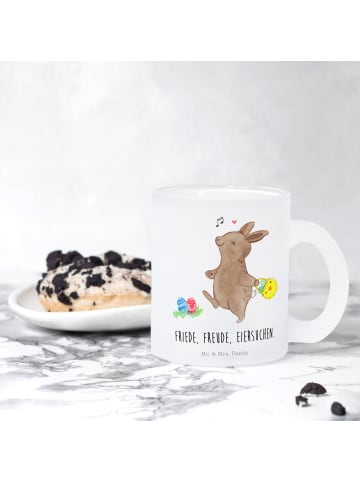 Mr. & Mrs. Panda Teetasse Glas Hasen Eier suchen mit Spruch in Transparent