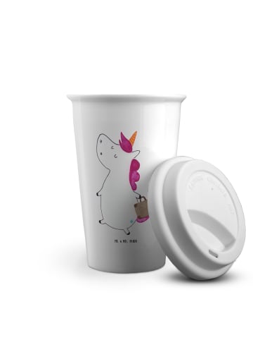 Mr. & Mrs. Panda Kaffeebecher Einhorn Koffer ohne Spruch in Weiß