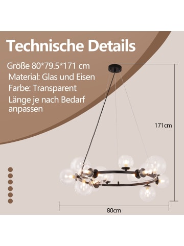ZMH Pendelleuchte 14-flammige G9 in transparent Glas Max.25W
