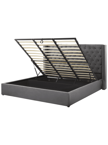 Beliani 2-tlg Doppelbett LUBBON in Grau