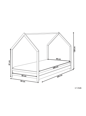 Beliani Kinderbett APPY in Weiß - (W) 95 x (H) 128 x (L) 205 cm